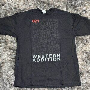 Size XL Born and Raised Black Soft Western Addition Graphic Crew Neck T-Shirt